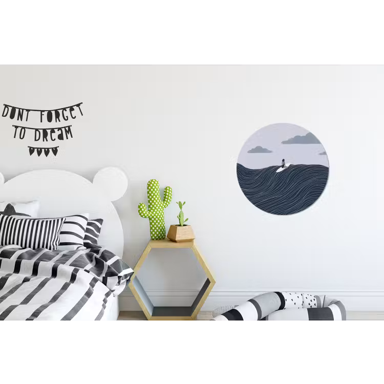 Persoon - Surfen - Oceaan - Natuur - Modern Wandcirkel aluminium klein -kinderkamer
