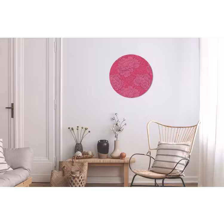 Pioenrozen - Energiek - Roze Wandcirkel aluminium klein 190 -woonkamer