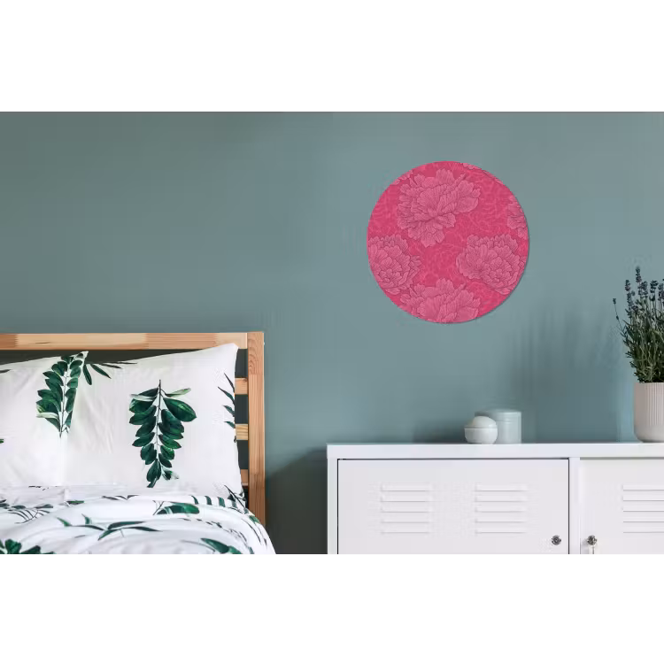 Pioenrozen - Energiek - Roze Wandcirkel aluminium klein 190 -slaapkamer