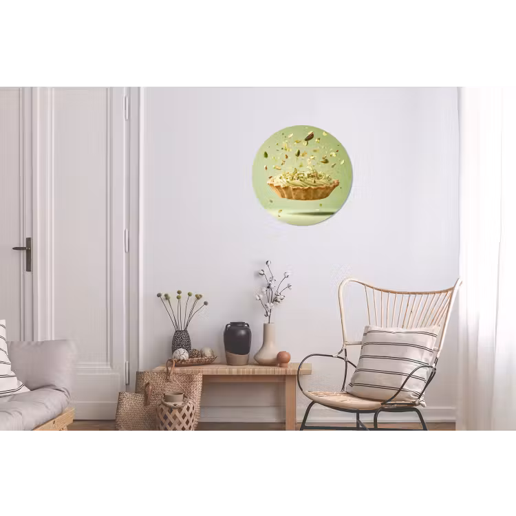Pistache - Taart - Noten - Eten Wandcirkel aluminium klein -woonkamer