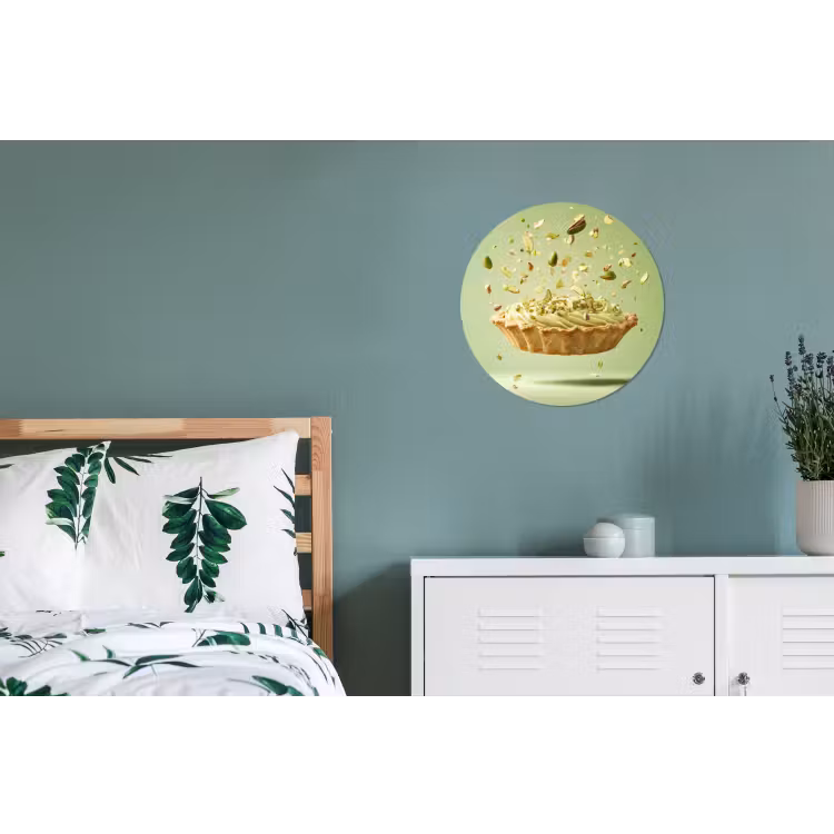 Pistache - Taart - Noten - Eten Wandcirkel aluminium klein -slaapkamer