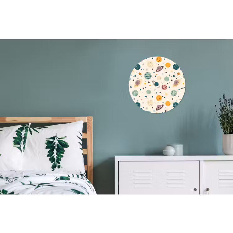 Planeten - Retro - Kleurrijk Wandcirkel aluminium klein 190 -slaapkamer
