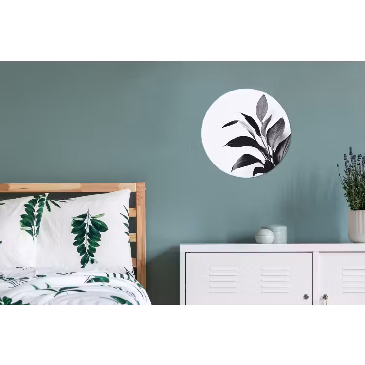 Plant - Bladeren - Minimalistisch - Zwart Wandcirkel aluminium klein -slaapkamer