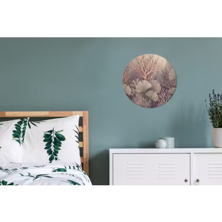Plant - Bladeren - Zee - Illustratie - Groen Wandcirkel aluminium klein -slaapkamer