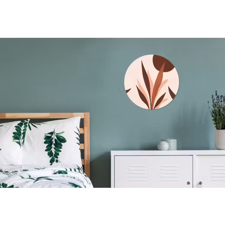 Planten - Abstract - Natuur - Bruin Wandcirkel aluminium klein -slaapkamer