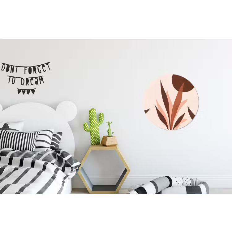 Planten - Abstract - Natuur - Bruin Wandcirkel aluminium klein -kinderkamer