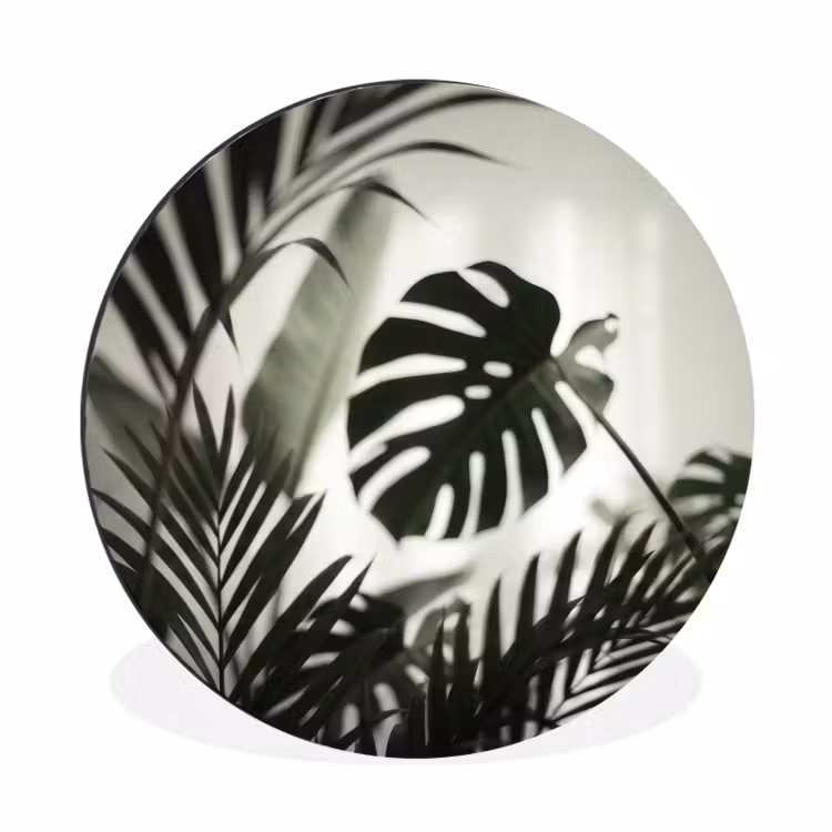 Planten - Bladeren - Natuur - Minimalistisch - Groen Wandcirkel aluminium klein -3d