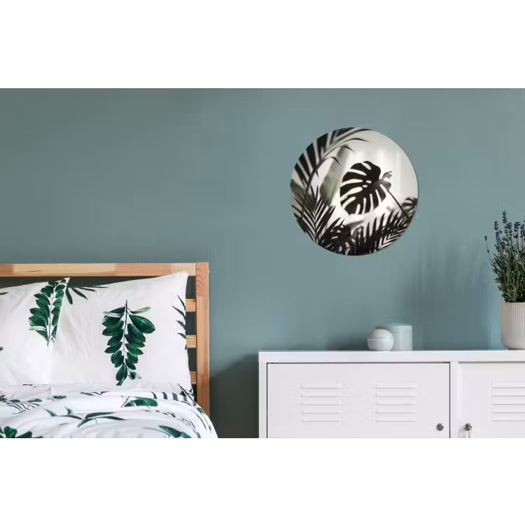Planten - Bladeren - Natuur - Minimalistisch - Groen Wandcirkel aluminium klein -slaapkamer