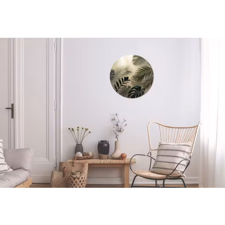 Planten - Bladeren - Schaduwen - Groen - Modern Wandcirkel aluminium klein -woonkamer