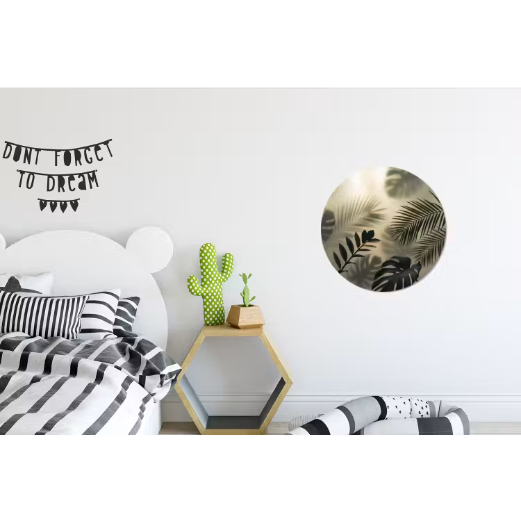 Planten - Bladeren - Schaduwen - Groen - Modern Wandcirkel aluminium klein -kinderkamer