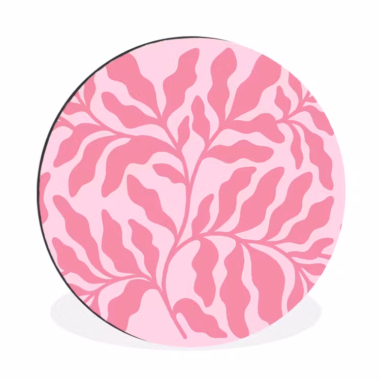 Planten - Organisch - Abstract - Modern - Roze Wandcirkel aluminium klein -3d