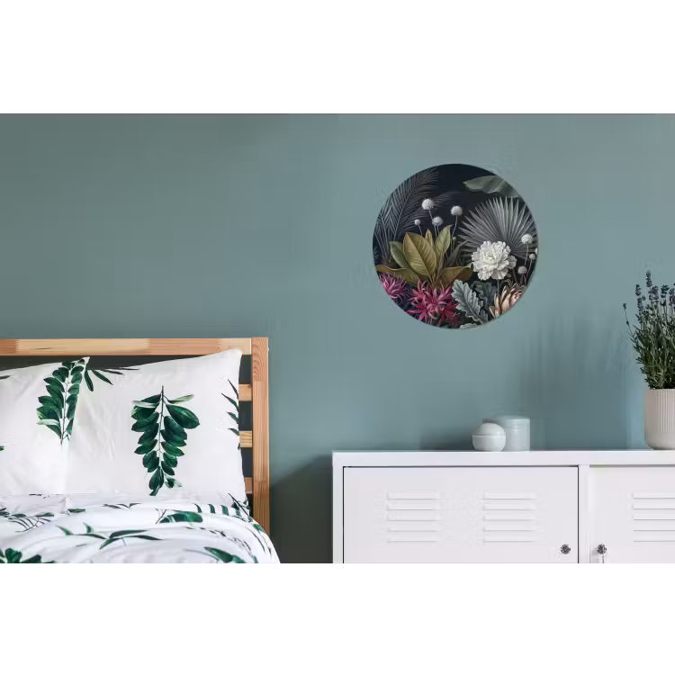 Planten - Tropisch - Botanisch - Donker - Groen Wandcirkel aluminium klein -slaapkamer