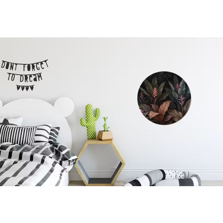 Planten - Tropisch - Jungle - Donker - Natuur Wandcirkel aluminium klein -kinderkamer