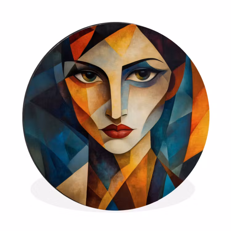 Portret - Abstract - Vormen Wandcirkel aluminium klein -3d