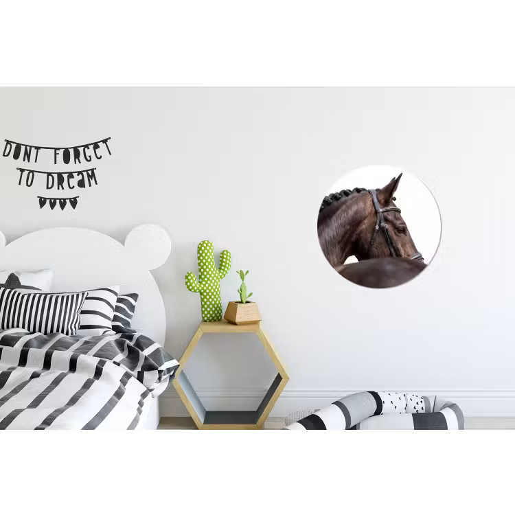 Portret - Paard - Elegant Wandcirkel aluminium klein -kinderkamer