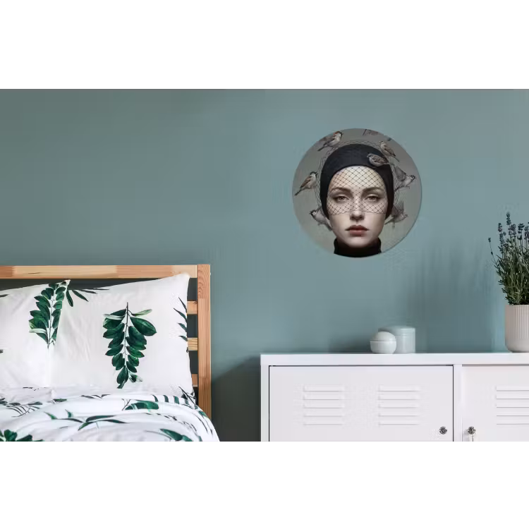 Portret - Vogels - Zwart Wandcirkel aluminium klein -slaapkamer