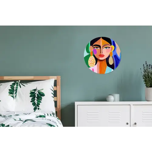 Portret - Vrouw - Modern Wandcirkel aluminium klein -slaapkamer