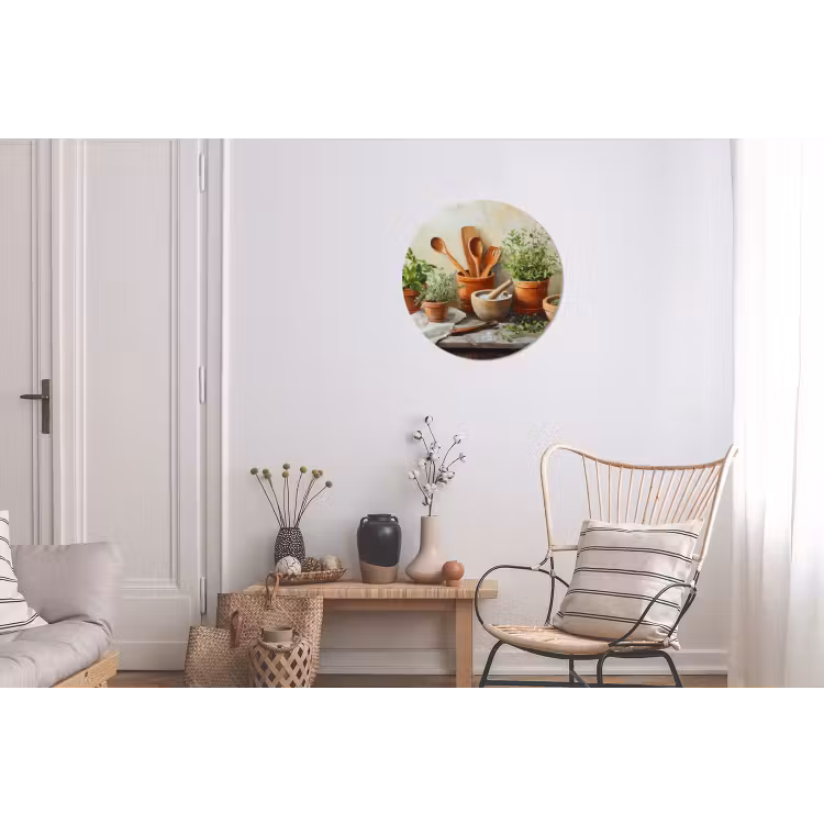 Potten - Kruiden - Hout Wandcirkel aluminium klein -woonkamer