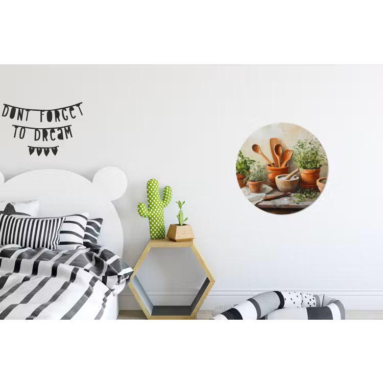 Potten - Kruiden - Hout Wandcirkel aluminium klein -kinderkamer