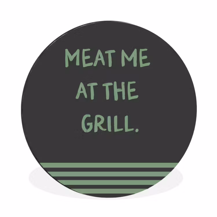 Quote - Groen - Grill - Zomer Wandcirkel aluminium klein -3d