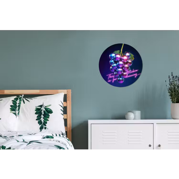 Quote - Neon - Disco - Druiven Wandcirkel aluminium klein -slaapkamer