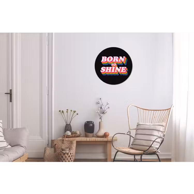 Quote - Regenboog - Roze - Zwart Wandcirkel aluminium klein -woonkamer