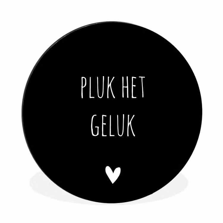Quote - Spreuken - Pluk het geluk Wandcirkel aluminium klein -3d