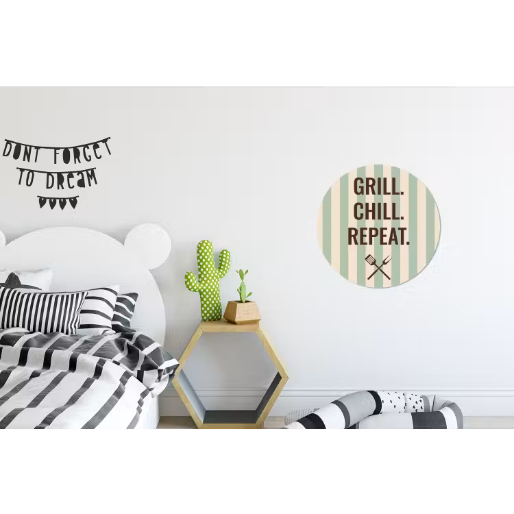 Quote - Strepen - Grill Wandcirkel aluminium klein -kinderkamer