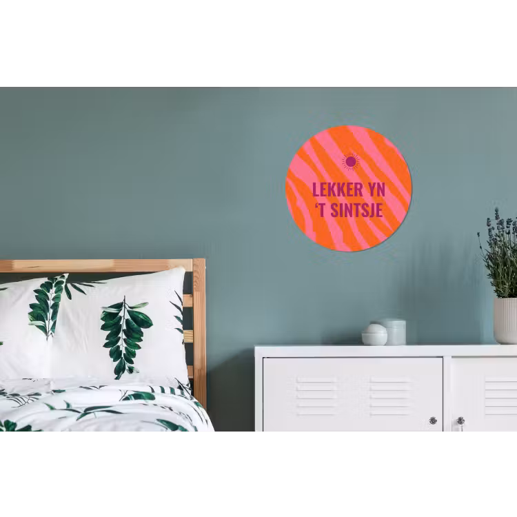 Quote - Zomer - Roze Wandcirkel aluminium klein -slaapkamer