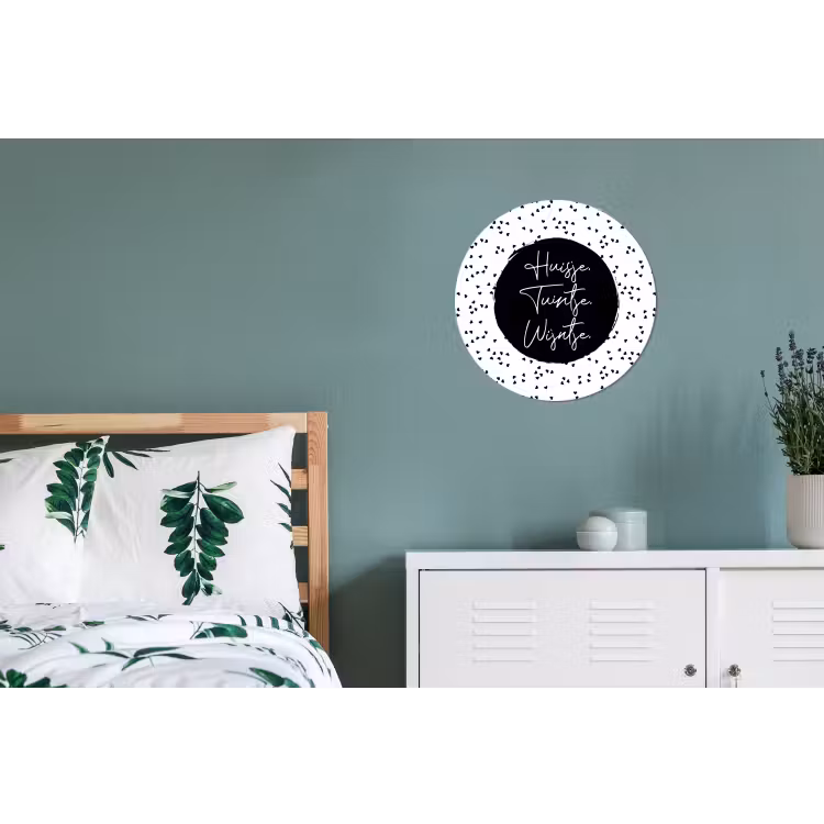 Quotes - Huisje. Tuintje. Wijntje. - Wijn - Tekst Wandcirkel aluminium klein -slaapkamer