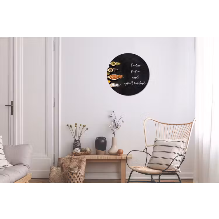Quotes - Keuken - Spreuken - In deze keuken wordt gekookt met liefde - Liefde Wandcirkel aluminium klein -woonkamer