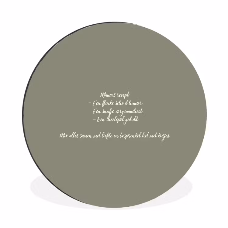 Quotes - Ma - Spreuken - Mama's recept - Koken Wandcirkel aluminium klein -3d