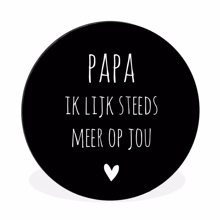 Quotes - Papa ik lijk steeds meer op jou - Stef Bos - Papa - Spreuken Wandcirkel aluminium klein -3d