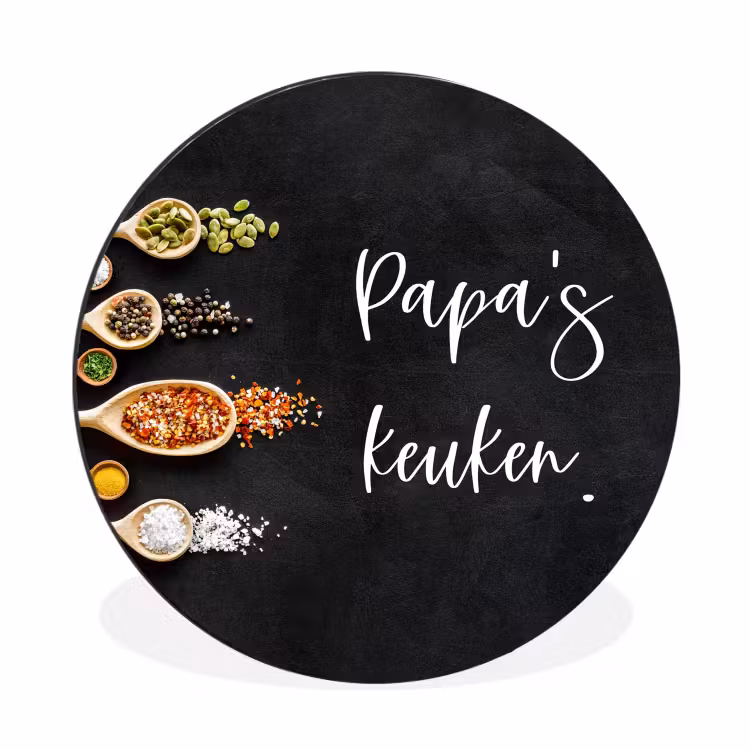 Quotes - Spreuken - Keuken - Papa's keuken - Papa Wandcirkel aluminium klein -3d