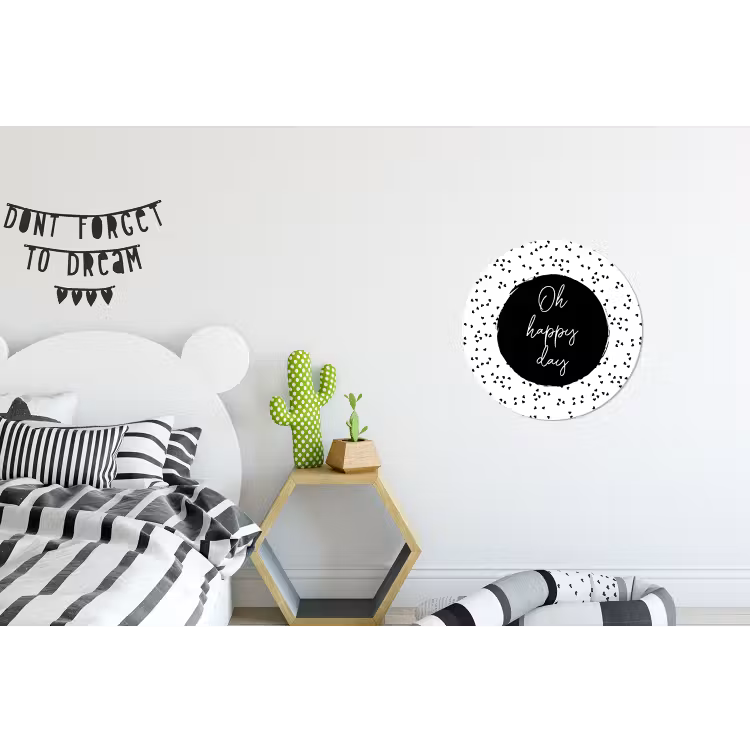 Quotes - Tekst - Oh happy day - Geluk Wandcirkel aluminium klein -kinderkamer
