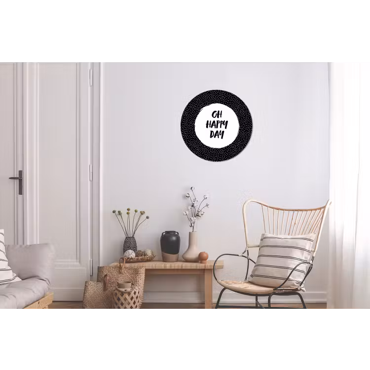 Quotes - Tekst - Oh happy day - Geluk Wandcirkel aluminium klein -woonkamer