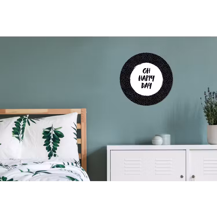 Quotes - Tekst - Oh happy day - Geluk Wandcirkel aluminium klein -slaapkamer