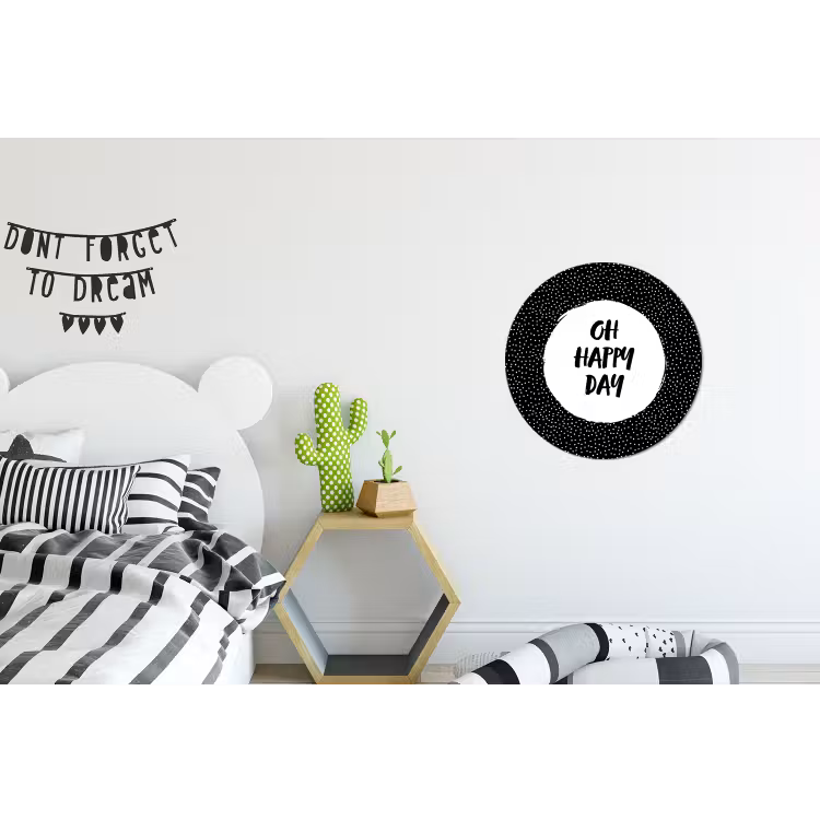 Quotes - Tekst - Oh happy day - Geluk Wandcirkel aluminium klein -kinderkamer