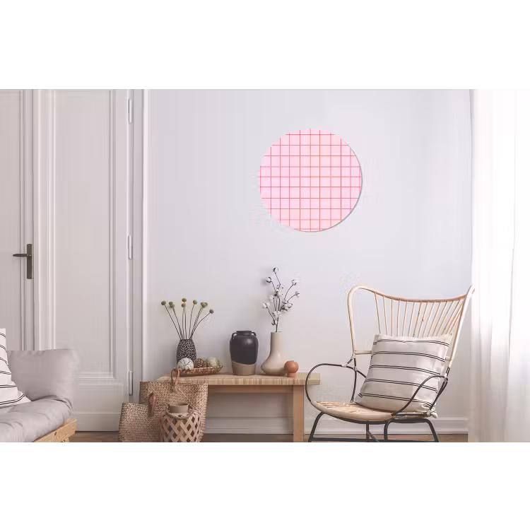 Raster - Patroon - Roze Wandcirkel aluminium klein 190 -woonkamer