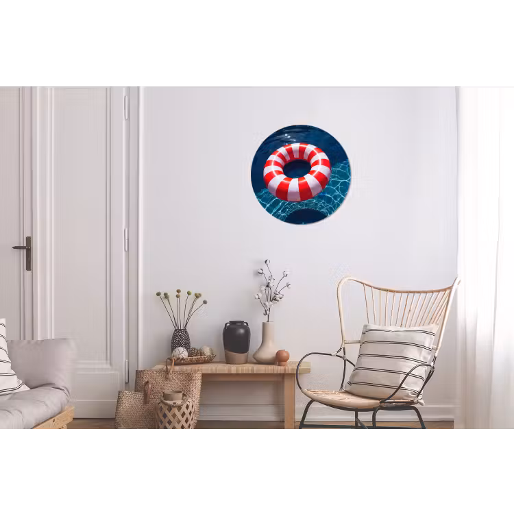 Recreatie - Water - Zomer - Rood - Wit Wandcirkel aluminium klein -woonkamer