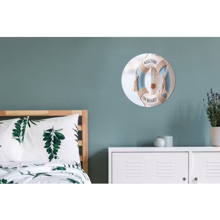 Reddingsboei - Maritiem - Welkom - Blauw - Wit Wandcirkel aluminium klein -slaapkamer