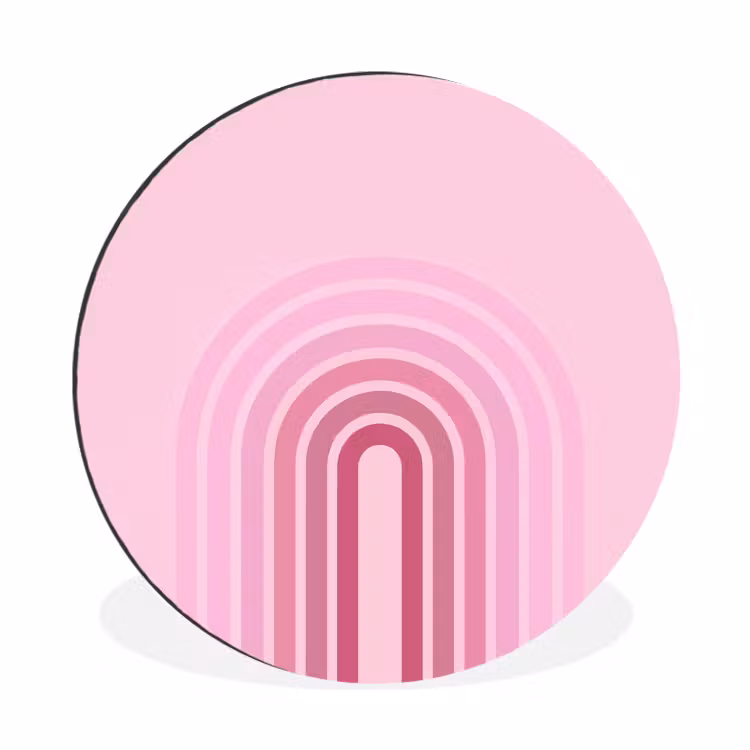 Regenboog - Roze - Abstract - Modern - Minimalistisch Wandcirkel aluminium klein -3d