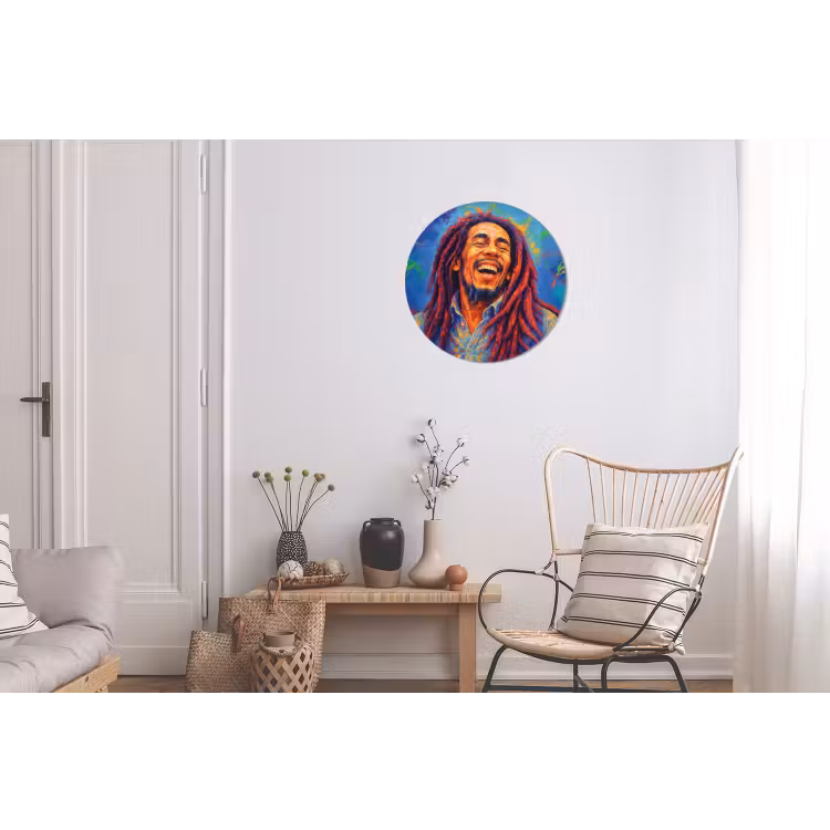 Regenboogkleuren - Man - schilderij Wandcirkel aluminium klein -woonkamer