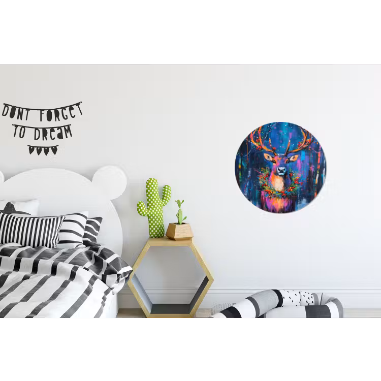Rendier - Krans - Sprookjesachtig - Blauw Wandcirkel aluminium klein -kinderkamer