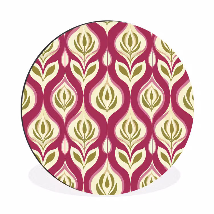 Retro - Floraal - Paars Wandcirkel aluminium klein 190 -3d