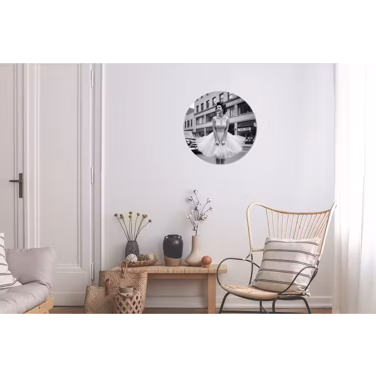 Retro - Vrouw - Zwart - Wit Wandcirkel aluminium klein -woonkamer