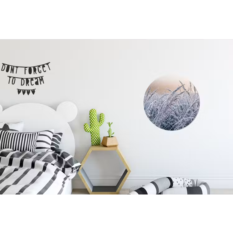 Rijp - Gras - Kristallen - Winter - Minimalistisch Wandcirkel aluminium klein -kinderkamer