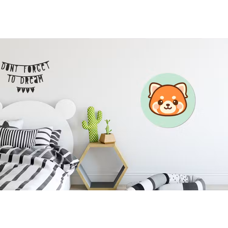Rode panda - Groen - Cartoon Wandcirkel aluminium klein -kinderkamer