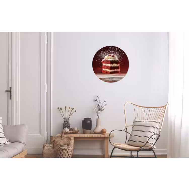 Rode - Velvet - Taart - Eten Wandcirkel aluminium klein -woonkamer