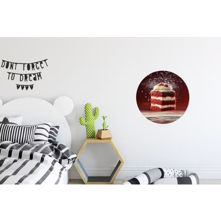 Rode - Velvet - Taart - Eten Wandcirkel aluminium klein -kinderkamer